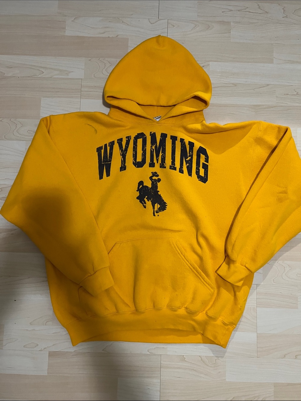 VTG Wyoming Gold Hooded Sweatshirt - Classic Collegiate Pull-Over
